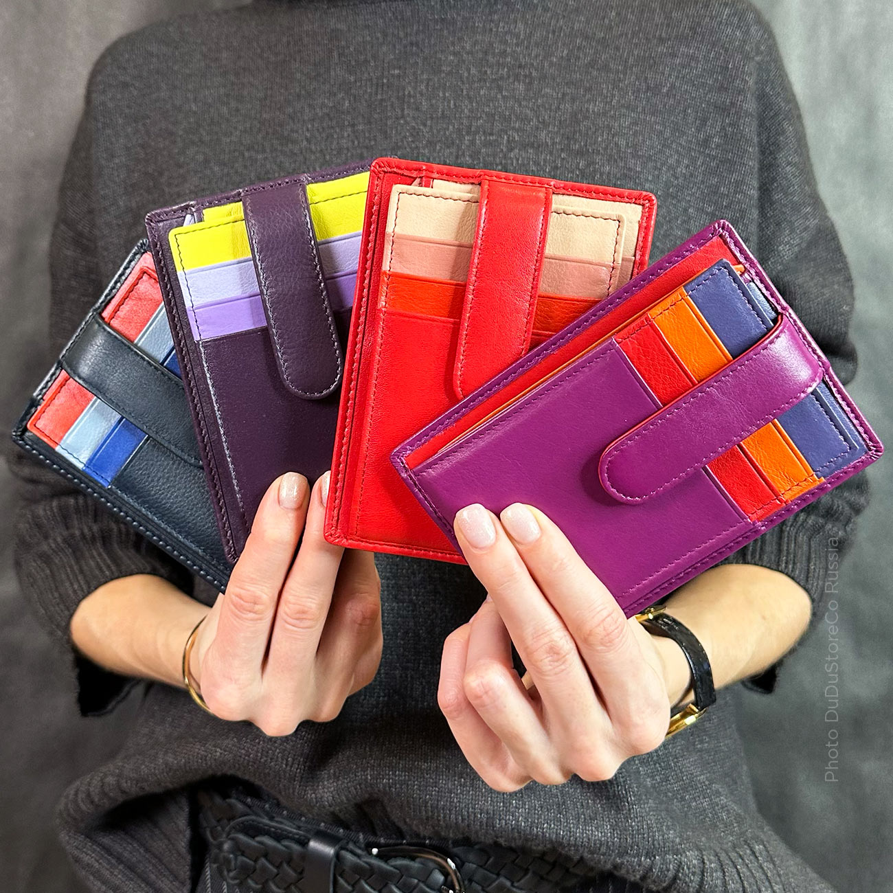 Итальянский цветной кожаный кардхолдер DuDu серии Timor