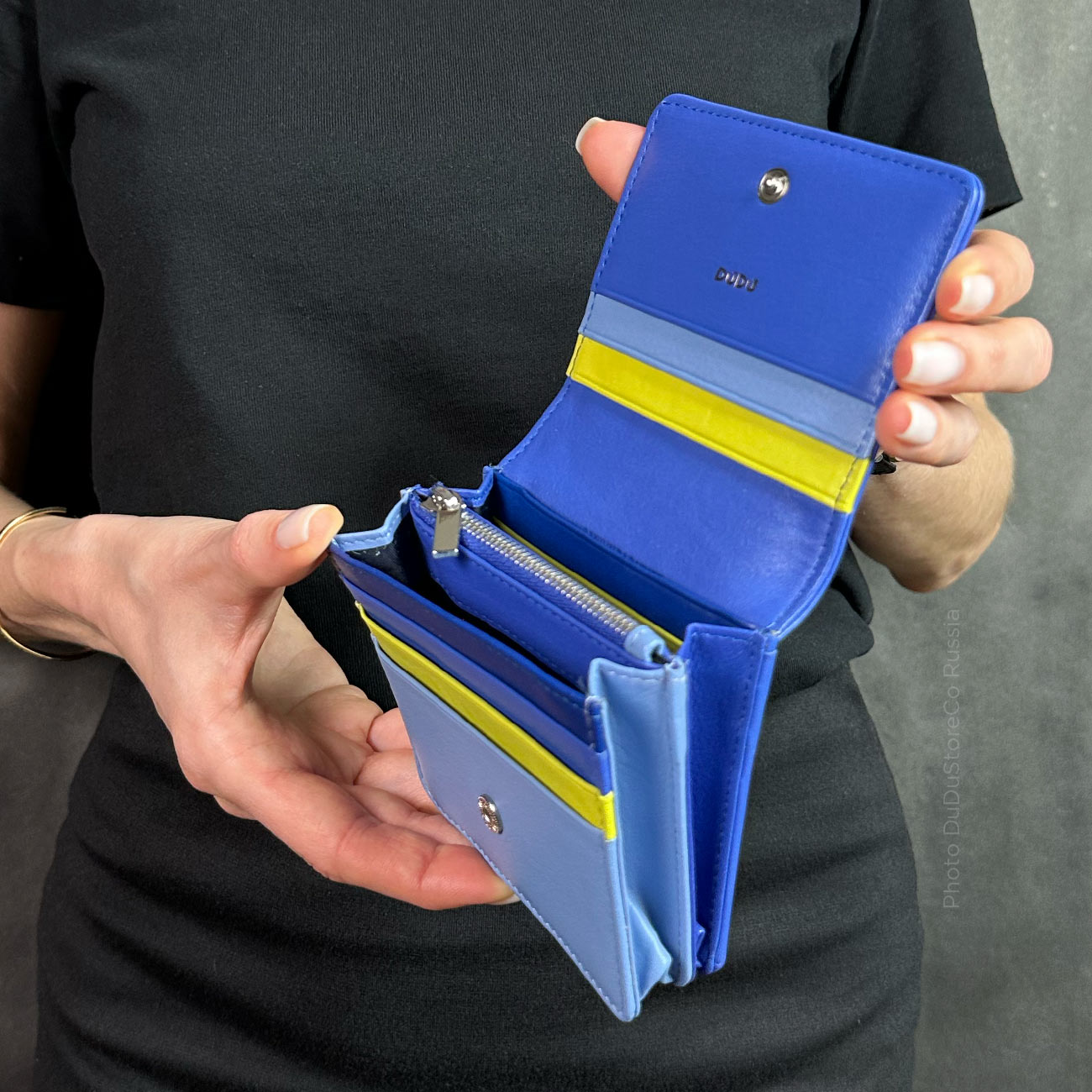 Итальянский цветной кожаный кошелек DuDu серии Flores