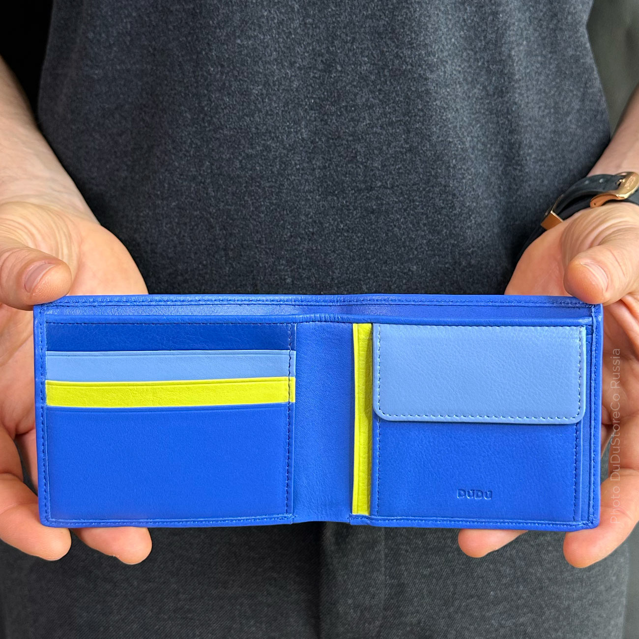 Итальянский мужской кожаный цветной кошелёк DuDu серии Azzorre